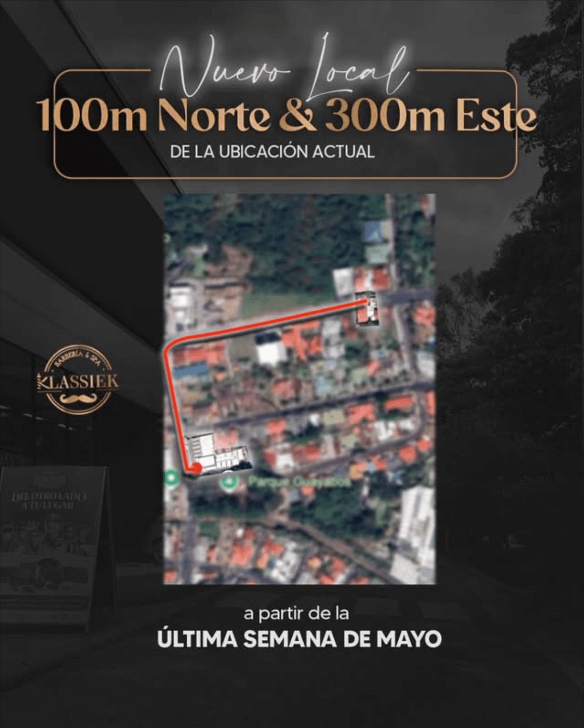 Mapa del nuevo local de Klassiek — 100m norte y 300m este de la ubicación actual